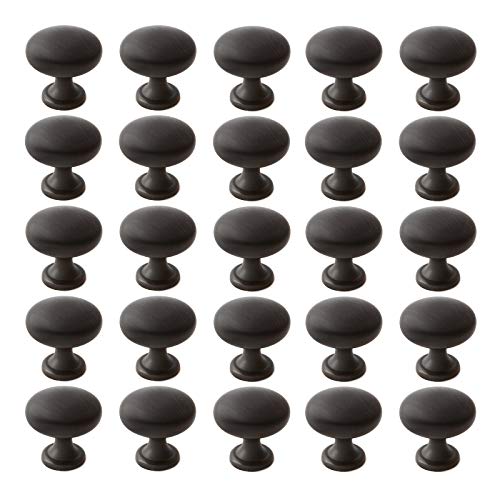 Cauldham 25 Pack Solid Round Kitchen Cabinet Knobs Pulls (1-1/8" Diameter) - Dresser Drawer/Door Hardware - Style R125 - Oil Rubbed Bronze - Thumbnail 2