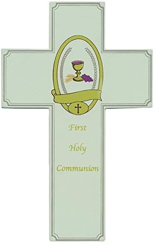 First Holy Communion Wooden Hanging Wall Cross Home Decor, 8 Inch