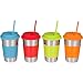 Kids and To-Go Stainless Steel Cups with Silicone Straws, 16 oz (1 Pint) - Set of 4