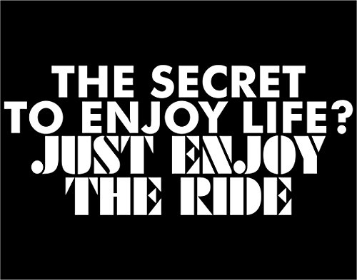 The Secret To Enjoy Life? Just Enjoy The Ride - 8 3/4"x 3 3/4" - Vinyl Die Cut Decal / Bumper Sticker For Windows, Trucks, Cars, Laptops, Macbooks, Etc.