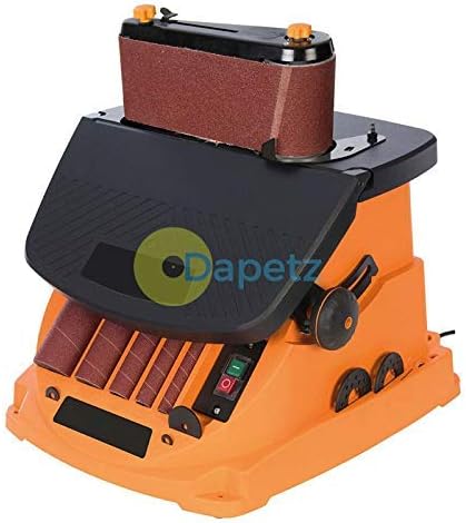 Dapetz ® 450W Oscillating Spindle Sander,Power Belt Sanders with 80 Grit 6 Sander Sleeves and Sanding Belt,Adjustable Workbench 0-45°,Grinding Tool for Metal Rust Removal and Polishing