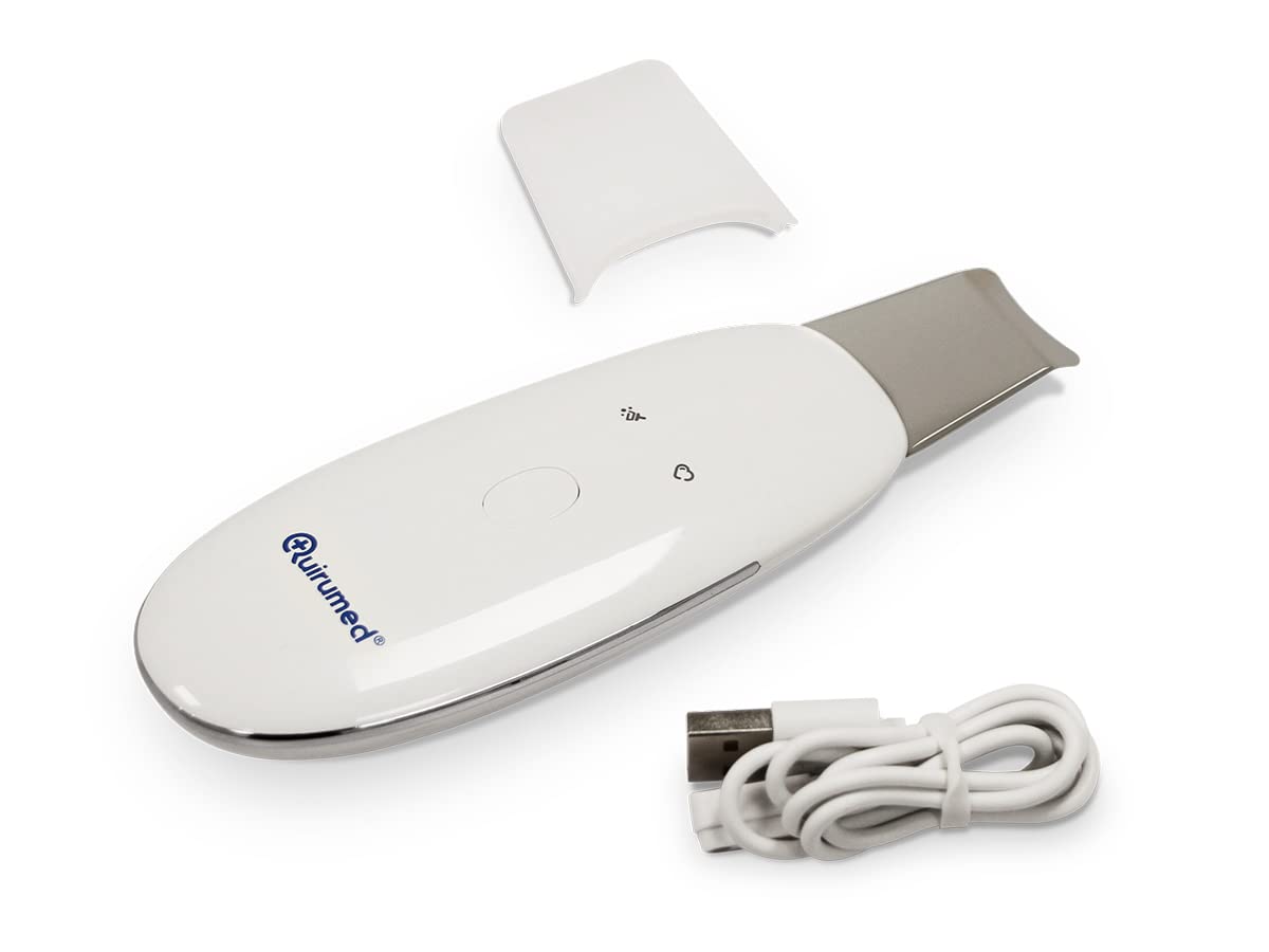 QUIRUMED - Facial Spatula for Peeling and Lifting | Ultrasonic Technology | Rejuvenation and Deep Cleansing | High Frequency | USB Charging | White