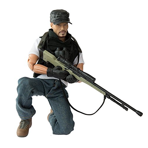 World Peacekeepers Army Men Action Figures: 30-Pt. Full-Motion 12-Inch Army Toys w/ Ninja Grip, Military Sniper Rifle, Binocs & Pack (Undercover Sniper)
