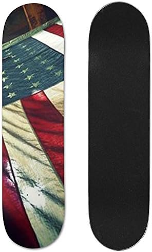 The American Flag On The Bed ANPS Pro Skateboard 31" X 7.5" Maple Double Kick Concave Skateboards Decks For Extreme Sports And Outdoors For Women