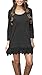 MiYang Women's Long Sleeve A-line Lace Stitching Trim Casual Dress 2XL Black
