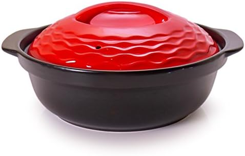 Spiceberry Home Flameproof Ceramic Casserole Dish with Red Lid, 1.5 Qt.