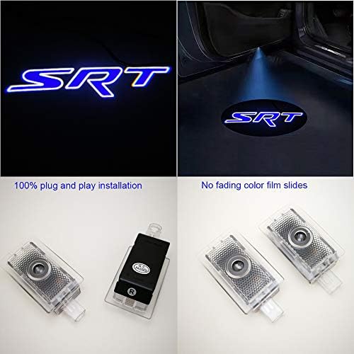 2x Car LED Puddle Projector Ghost Laser logo light For Dodge Charger SRT hellcat 2006-2019year R/T Scat Pack,no fading color film slide,plug and play installation