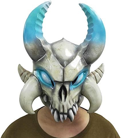 XIAOMING Cattle Bones Cosplay Halloween Latex Mask Headgear Horn Headdress