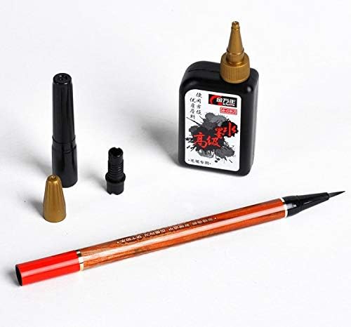 PAPKING Chinese Calligraphy Pen Brush Refillable Small Regular Script with Black Ink Japanese Korean Sumi Drawing Style Traditional Art Paint Writing Painting Hook Line Fine Stationary