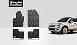 ToughPRO Floor Mats Set (Front Row + 2nd Row) Compatible with Fiat 500X - All Weather - Heavy Duty - (Made in USA) - Black Rubber - 2016, 2017, 2018, 2019