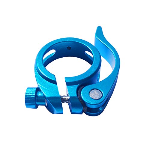 DEERU Aluminum Quick-Release Seat Post Clamp 40mm Bike Seat Clamp Fold Bike Seatpost Clamp, Blue - Thumbnail 5
