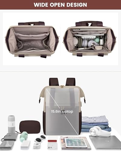 Laptop Backpack for Women, 15.6-Inch Work Bag, Waterproof Travel Backpack with Organizer, Fashionable Teacher & Nurse Bag, 2-Piece Set Vintage College Work Daypacks
