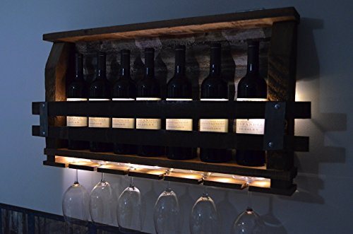 Lighted - Barn wood wine rack