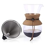 Apace Living Pour Over Coffee Maker - 2019 Edition - Elegant Coffee Dripper Brewer Pot w/Glass Carafe & Permanent Stainless Steel Filter (27 oz)