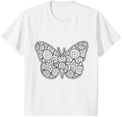 Kids Butterfly T-Shirt (for coloring/colouring in) Relaxed Fit 4 White