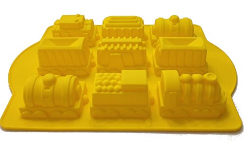 Allforhome 9 Cavities Train Molds Silicone Cake Baking Mold Flexible Cupcake Pans Train Design Handmade Soap Mold Jelly Polymer Clay Moulds