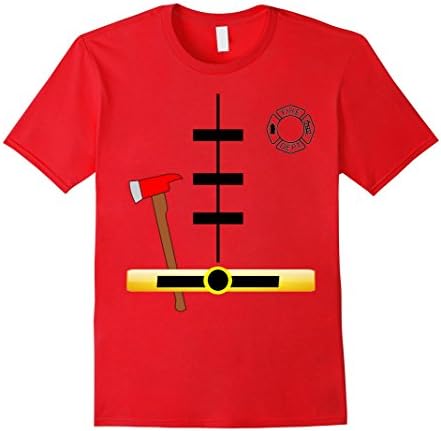 Men's Fireman Firefighter Uniform Halloween Costume T-Shirt Medium Red