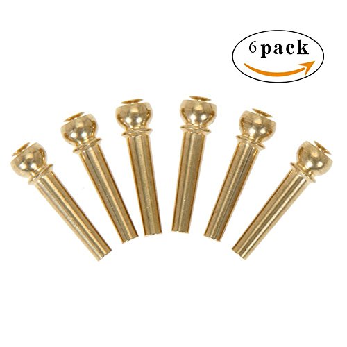 Pakala66 Pure Copper Acoustic Guitar Bridge Pin Cone,Turned String Pegs,End Pins Endpin Pack of 6
