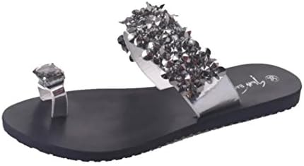 Joint 2019 Summer Women's Flat Soft Slip-On Slipper Sandals with Rhinestone Embellishment