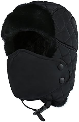 Outdoor Winter Trooper Trapper Hat Hunting Cap Ushanka Russian Ear Flap Chin Strap with Windproof Mask Unisex