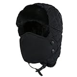 Plizza Outdoor Winter Trooper Trapper Hat Hunting Cap Ushanka Russian Ear Flap Chin Strap with Windproof Mask Unisex