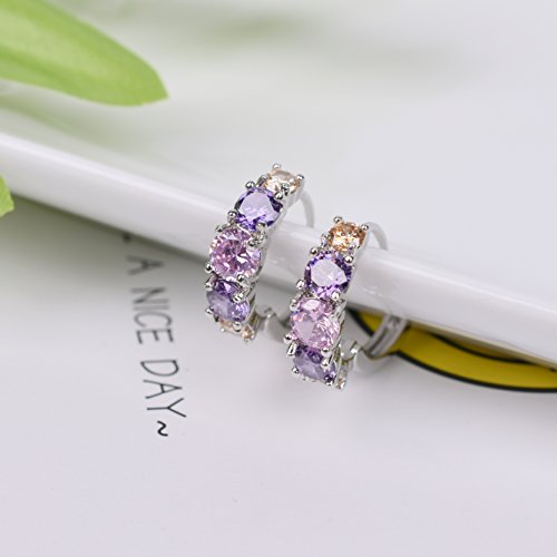 Paxuan Womens White Gold Plated Hypoallergenic Cubic Zirconia Small Round Huggie Hoop Earrings 15MM (Silver)