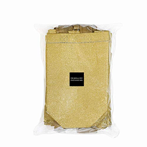 Gold Gift Bags 12 Pack Small Reusable Gold Metallic Glitter Gift Bags