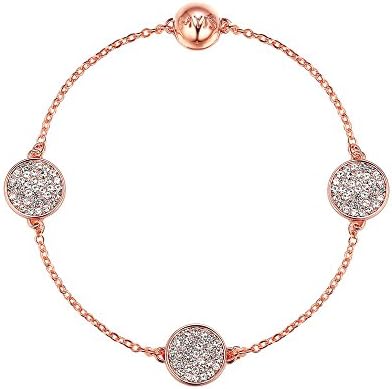 MYJS Affinity Pave Disc Interlinking Bracelet with Clear Crystals Rose GP