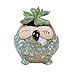 LANKER 6 Pack 3.1 Inch Mini Owl Pots Flowing Glaze Ceramic Succulent Planter Plant Container(3.1 inch 6pcs)