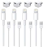 Set of 4 iPhone Cables and 4 Wall Chargers.  USB 5W 1A Universal Travel Power Wall Charger with [Heavy Duty] 3 FEET/ 1 METER Lightning to USB Cable
