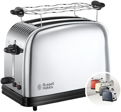 Torradeira Victory - 2 ranhuras curtas e largas, torradeira para 2 fatias, tabuleiro de migalhas, aquecedor de pãezinhos, função de cancelar e descongelar, aço inoxidável, prata - 23310-56