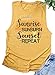 AIMITAG Sunrise Sunburn Sunset Repeat T Shirt Country Music Tank Tops Women Letter Graphic Shirts Summer Vacation Tops (Medium, Yellow)