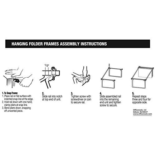 Officemate OIC Hanging File Folder Frames, Legal Size, Steel, Box of 6