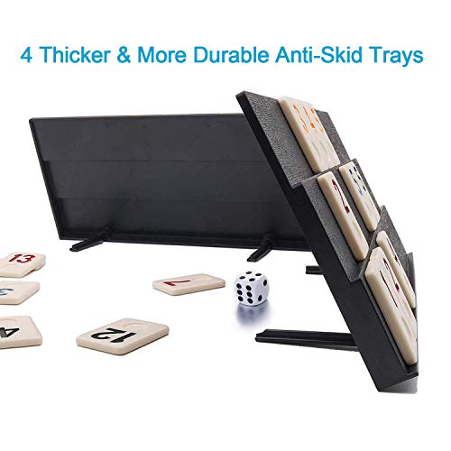 106 Tiles Travel Rummy Game - Tocebe Rummy Tiles Game with Aluminum Case & 4 Anti-Skid Durable Trays for Kids - Thumbnail 4