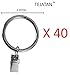 TEJATAN - 2 Inch - Metal Curtain Rings with Clips and Eyelets (Also Known as Rings with Curtain Clips/Curtain Clip Rings/Drapery Rings/Curtain Rings with Clips) (Silver - Set of 40)