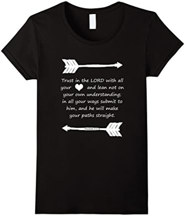 Women's Christian Bible Verse Quote T-Shirt - Proverbs 3:5-6  Gift Large Black