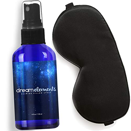 Silk Eye Mask Bundle with Pillow Spray - 100% Pure Mulberry Silk Sleeping Mask and Calming Pillow Mist (2 Items) Plus Foam Ear Plugs and Anti Snoring Nose Clip