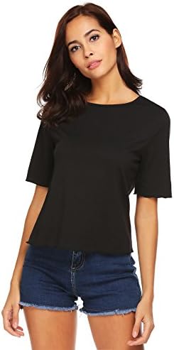 Sexyfree Womens Casual Basic Half Sleeve Crew Neck T Shirts