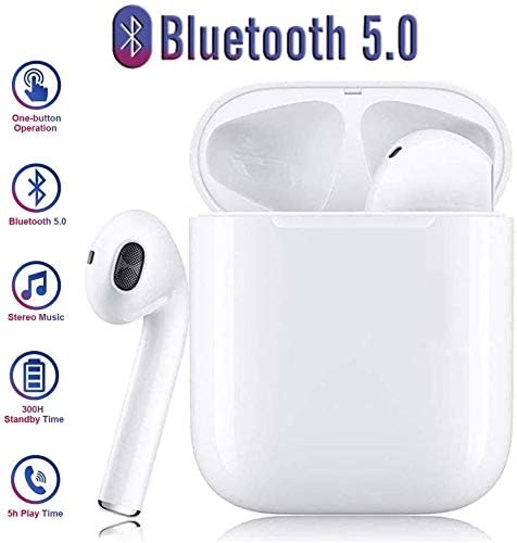CLLMY Bluetooth Earbuds Bluetooth Headset [24-Hour Charging case] 3D Stereo IPX5 Waterproof pop-up Window Automatic Pairing Headset Fast Charging, Compatible with Apple Airpods Earbuds (White)
