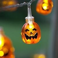 SUYEPER Battery Operated LED Fairy String Lights 3D Pumpkin 10 LEDs Halloween Decoration Light