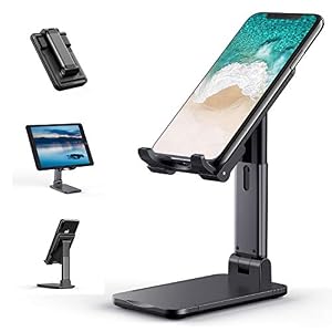 Cell-Phone-Stand-Tekpluze-Angle-Height-Adjustable-Cell-Phone-Stand-for-Desk-Thick-Case-Friendly-Phone-Holder-Stand-for-Desk-Compatible-with-All-Mobile-Phones-Black