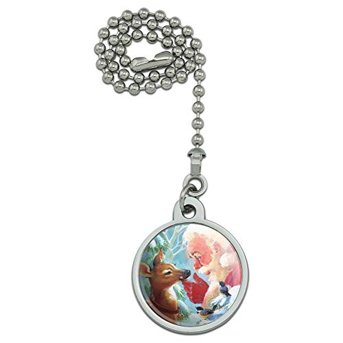 GRAPHICS & MORE Christmas Holiday New Fawn Deer and Santa Ceiling Fan and Light Pull Chain