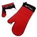 Silicone Oven Mitts Heat Resistant 500 Degrees - 2 Extra Long Silicone Oven Mitt Pot Holders - Food Safe Oven Gloves - BPA Free - Soft Inner Lining - (Red) - Frux Sili Mitts