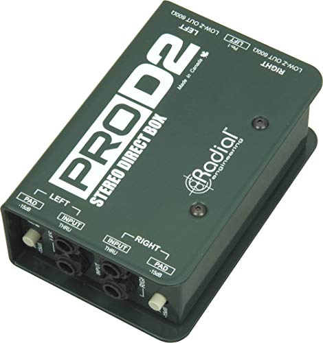 Radial ProD2 Passive 2 Channel Instrument Direct Box Passive Stereo DI with Isolation Transformer, 15dB Pad and Lift Switch with Senor Microphone Cable and Instrument Cable - Thumbnail 5