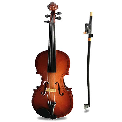 LS Realistic Mini Wood Violin Musical Instrument, Miniature Dollhouse Replica Ornament Holiday Accessories Gifts with Case (3.15inch/8CM)