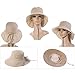 Packable Womens Summer Flap Cover Cap Cotton UPF 50+ Sun Shade Hat with Neck Cord Wide Brim Khaki Medium 56-57cm