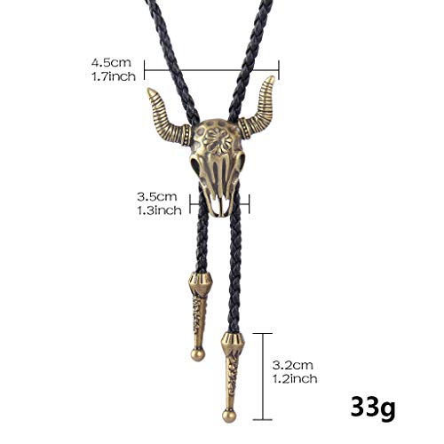 AZORA Bolo Tie for Men Cow Skull Choker Bolos Western Cowboy Neck Tie for Women Boys Girls - Thumbnail 5