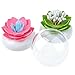 Lotus Cotton Swab Holder,Cotton Bud Small Q-tips Toothpicks Brushes Holder Box Case Storage Organizer Jar with Clear Lid Dustproof Cover (Pink + Green)
