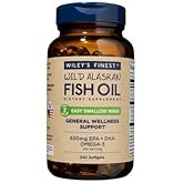 Wiley's Finest Wild Alaskan Fish Oil Easy Swallow Minis - Omega-3 Fish Oil Supplement for Adults and Kids - Double-Strength 630mg EPA and DHA Natural Supplement - 240 Mini Softgels (120 Servings)