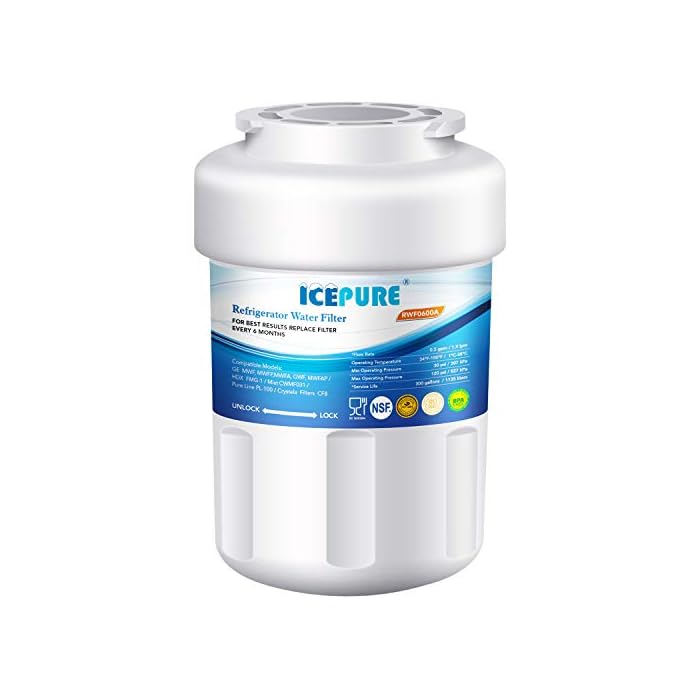 Icepure MWF Refrigerator water filter Replacement for GE MWF, MWFP